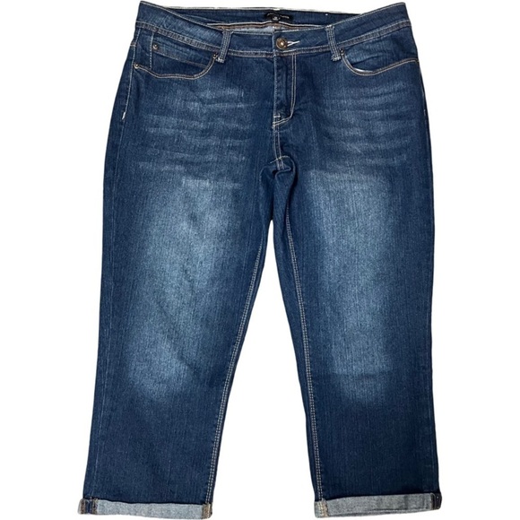 jonathan martin Denim - JONATHAN MARTIN Cuffed Capri Denim Jeans SIZE 12 Blue Stretch